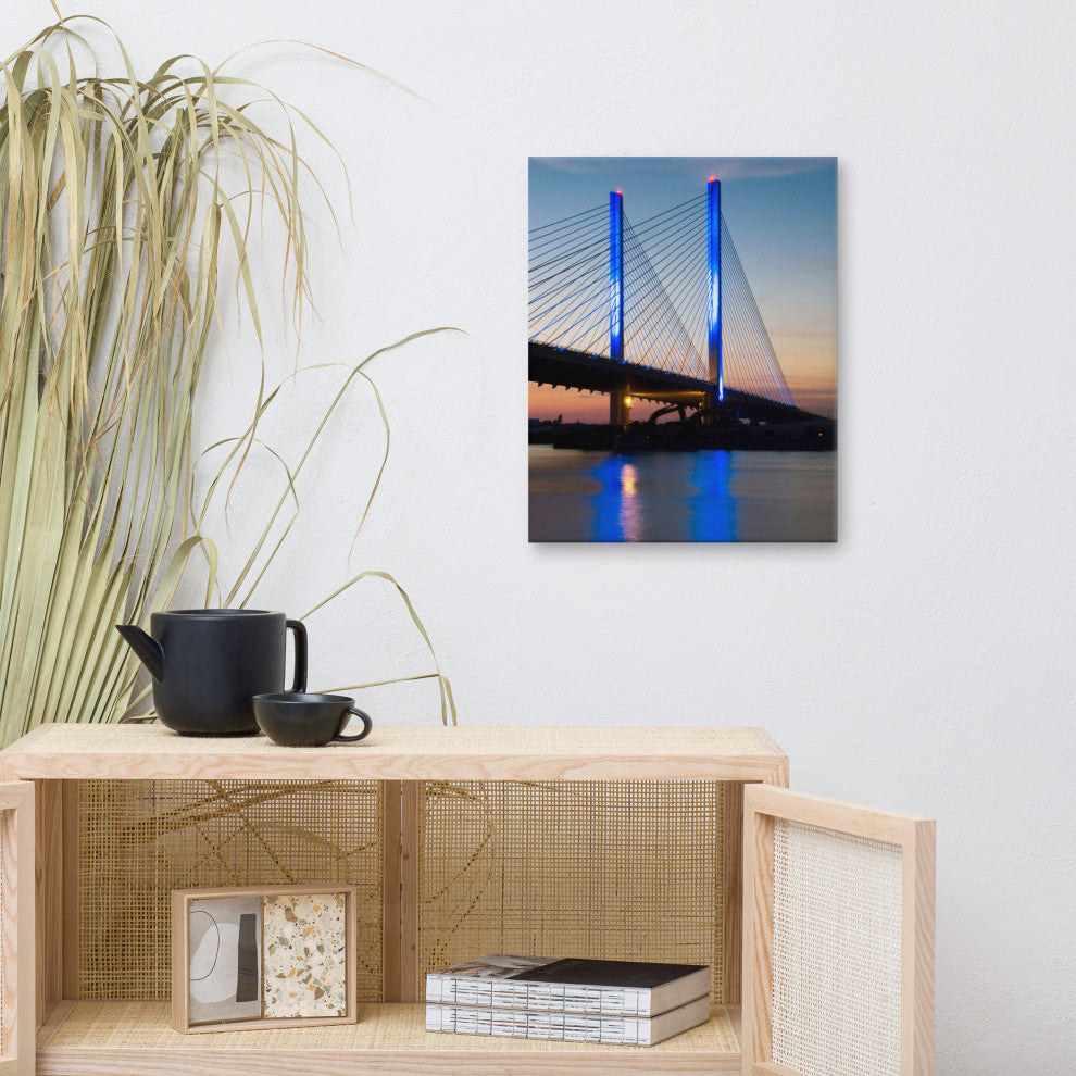 Indian River Bridge 2 Night Photography Canvas Wall Art Print, 16" X 20"