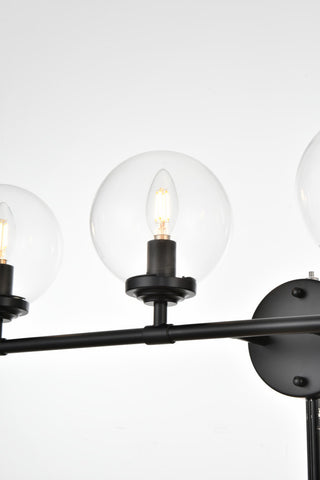 4 Light Black And Clear Bath Sconce