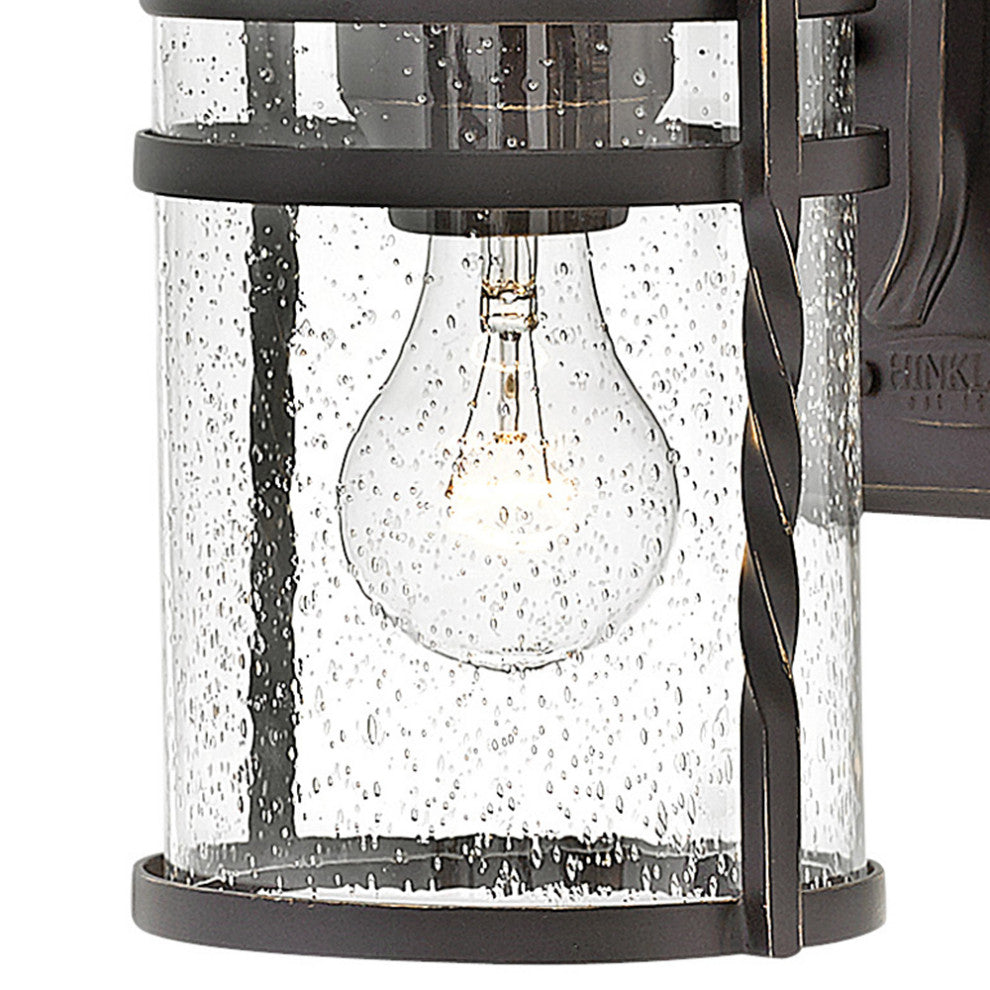 Hinkley Casa Small Wall Mount Lantern, Olde Black With Clear Seedy Glass