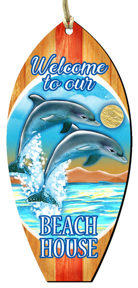 Dolphins Surf Block Ornament