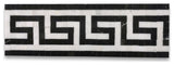 Greek Key Thassos White Nero Marquina Black Marble Mosaic Border Tile, 1 piece