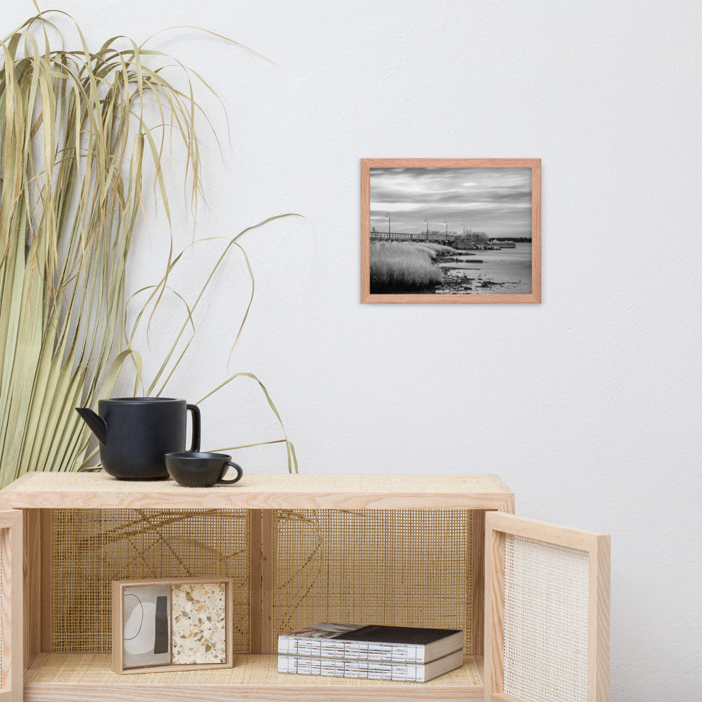 Historic New Castle 2 Coastal Landscape Framed Photo Paper Wall Art Prints, Red Oak, 11" X 14"