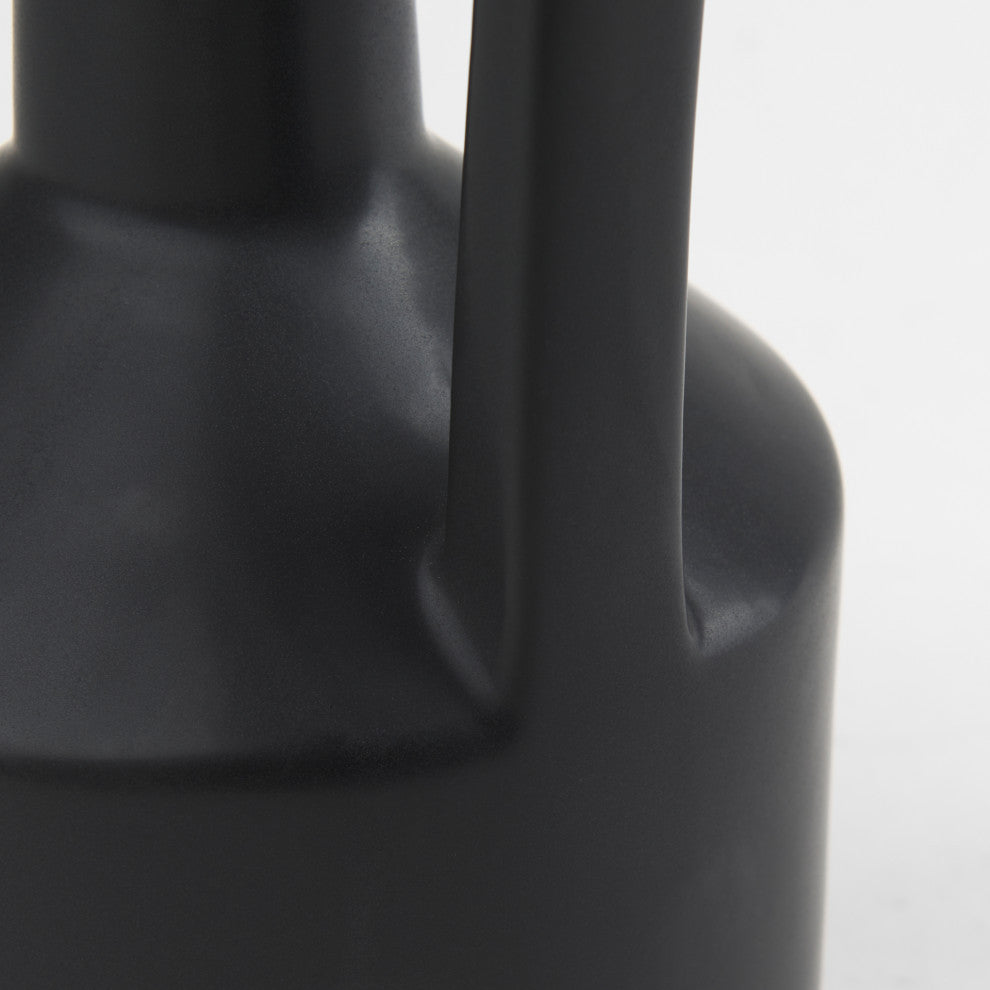 Burton 14.2H Medium Matte Black Ceramic Jug Vase