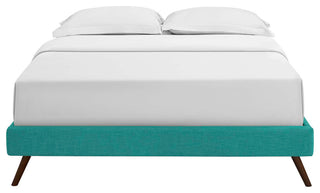 Loryn Queen Fabric Bed Frame with Round Splayed Legs-Teal