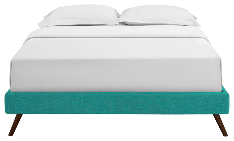 Loryn Queen Fabric Bed Frame with Round Splayed Legs-Teal