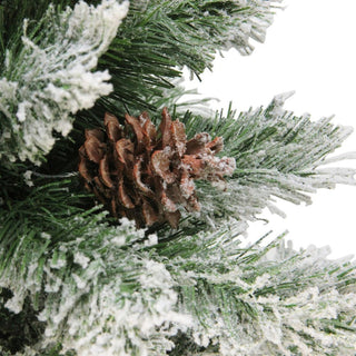 7' Flocked Angel Pine With Pine Cones Artificial Christmas Tree, Unlit