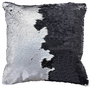 Decorative Mermaid Throw Pillow, Matte Silver/Matte Black, 14"x14"