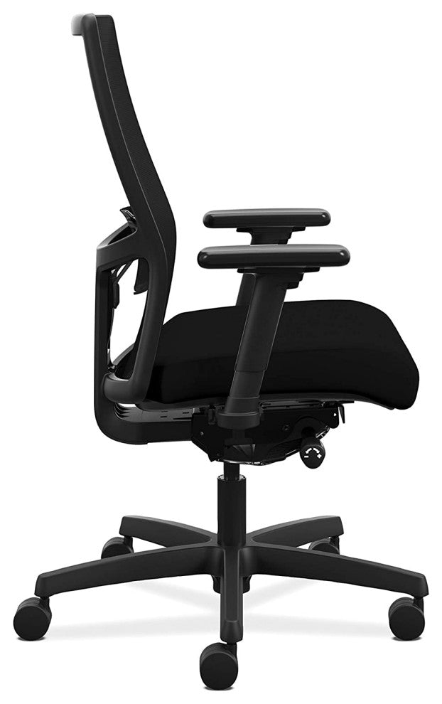 Modern Office Chair, Padded Seat With Mesh Backrest and Adjustable Arms, Black