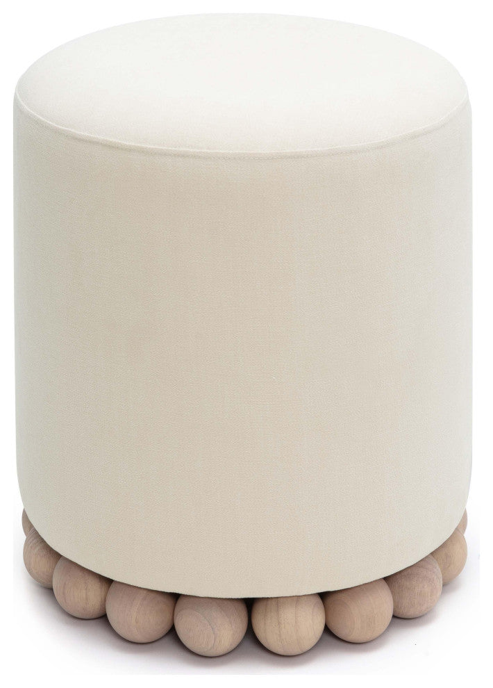 Dex Cream Upcycled Fabric Ottoman