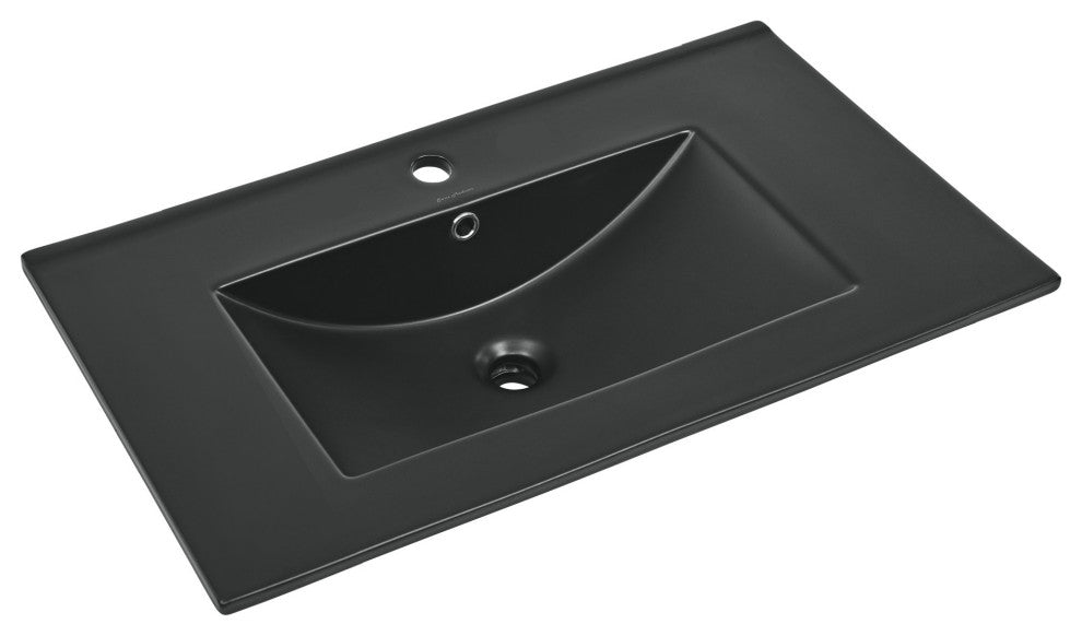 30" Vanity Top Bathroom Sink, Matte Black