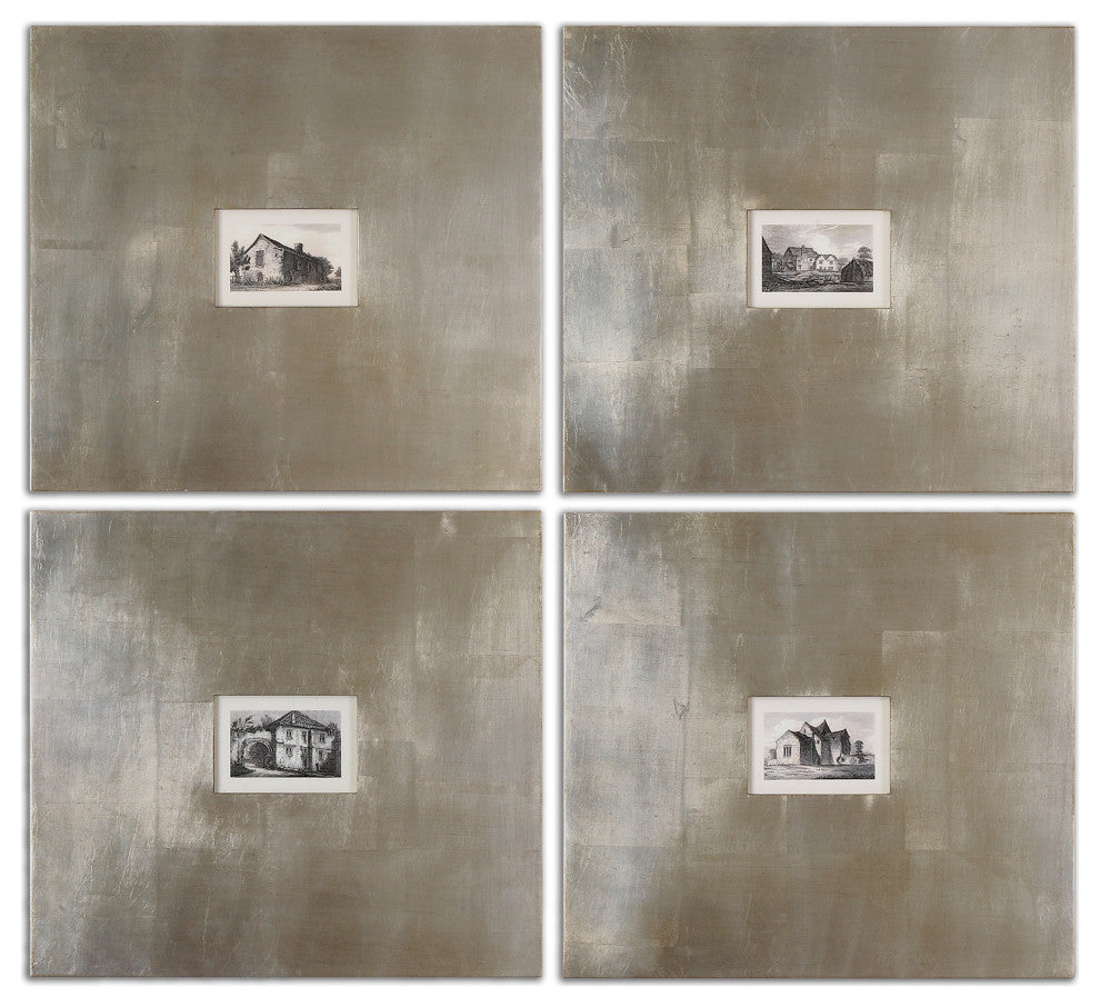 Uttermost Historical Buildings 4-Piece Framed Art Set, 23.13"x21.13"