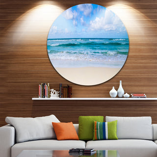 Serene Blue Tropical Beach, Seashore Round Wall Art, 23"
