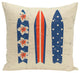 Triple Surf, Geometric Print Outdoor Pillow, Blue, 20"x20"