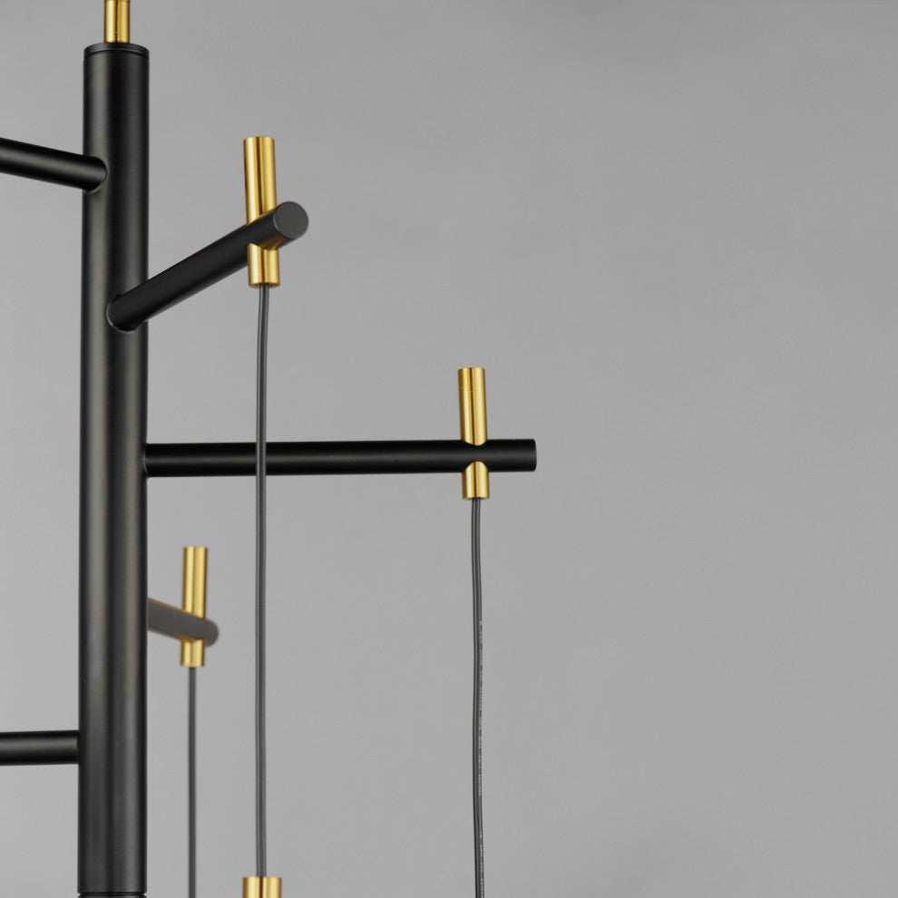 ET2 E25158 Nucleus 5 Light 28"W LED Chandelier - Black / Natural Aged Brass