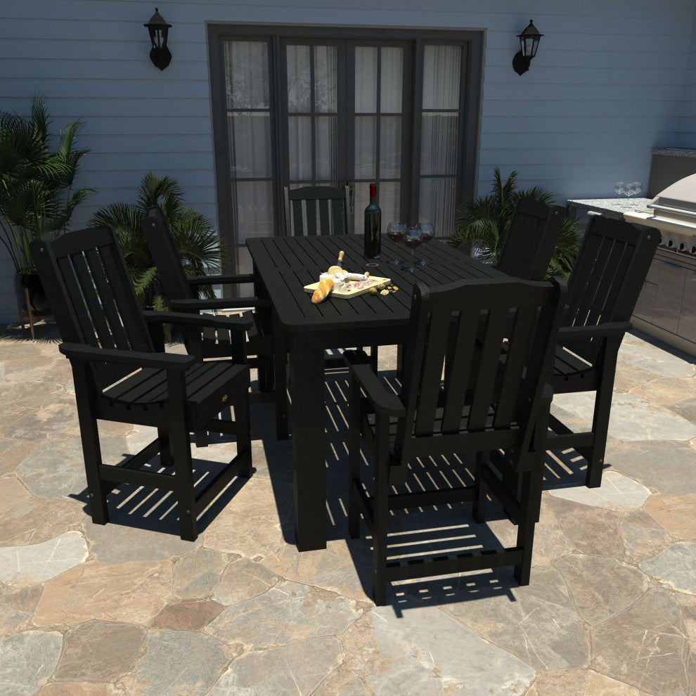 Springville 7-Piece 42x72 Counter Dining Set, Weathered Acorn, Black