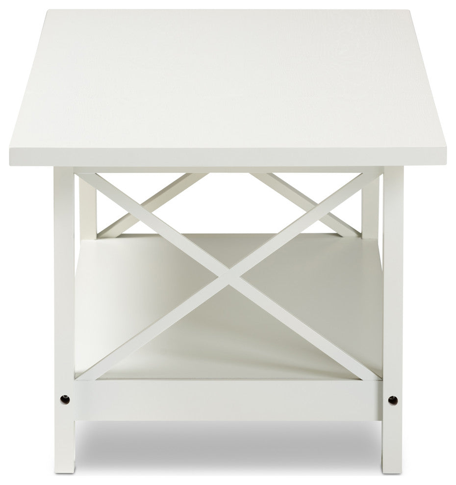 Germain Modern and Contemporary White Finished Wood Coffee Table
