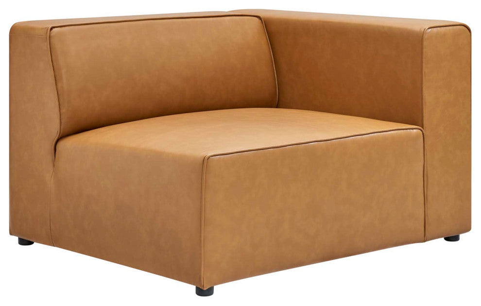 Mingle Vegan Leather 2-Piece Sectional Sofa Loveseat-Tan