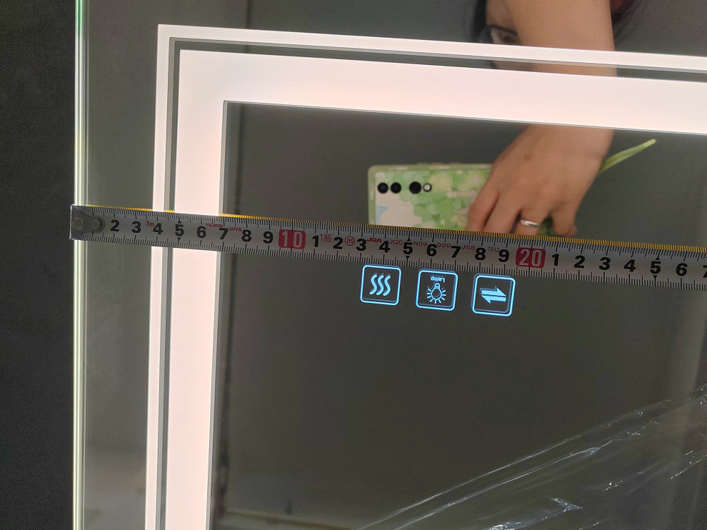 72" x 36" Rectangular Frameless LED Anti-Fog Wall-Mounted Bathroom Vanity Mirror