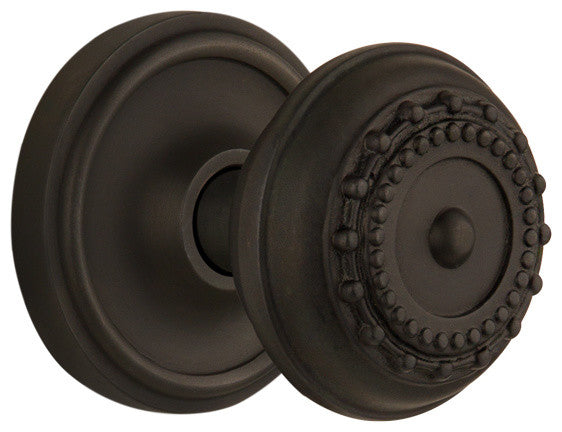 Classic Rosette Interior Mortise Meadows Door Knob, Oil-Rubbed Bronze