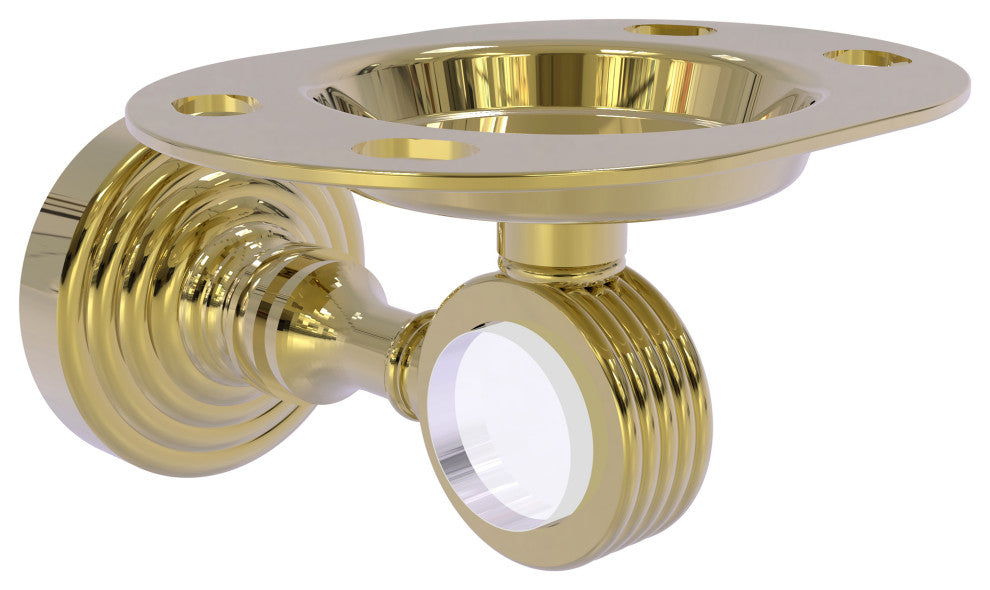 Pacific Grove Groovy Tumbler and Toothbrush Holder, Unlacquered Brass