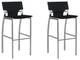 Pemberly Row Faux Leather 26" Bar Stool in Black (Set of 2)