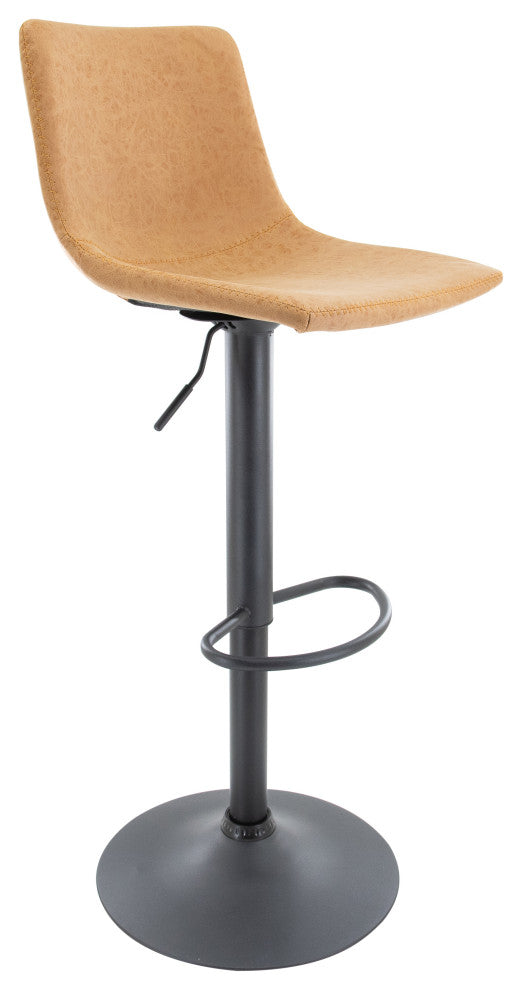 LeisureMod Tilbury Modern Adjustable Bar Stool With Footrest & 360-Degree Swivel