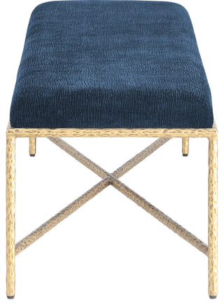 Valley Upholstered Bench, Navy, 54" W x 18" D, Gold, Chenille Fabric