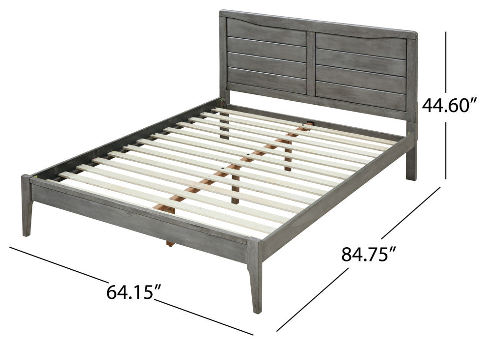 Stacey Rustic Wooden Queen Platform Bed, Rustic Gray