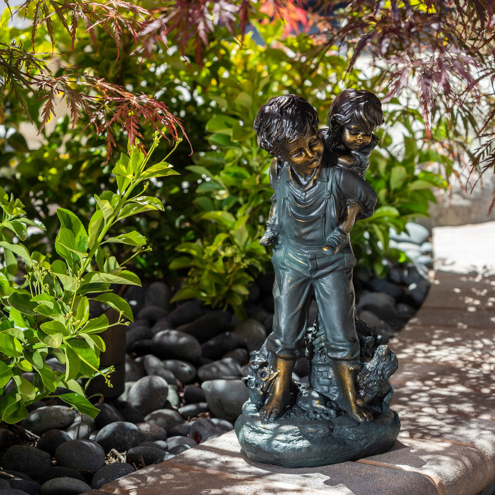 Playful Piggyback Ride Statue