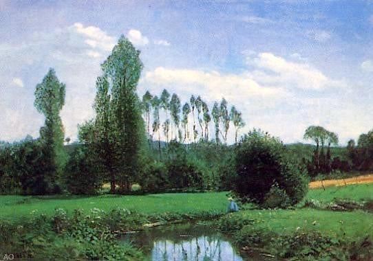 Claude Oscar Monet View near Rouelles, Gallery Wrapped Canvas Print, 18"x27"