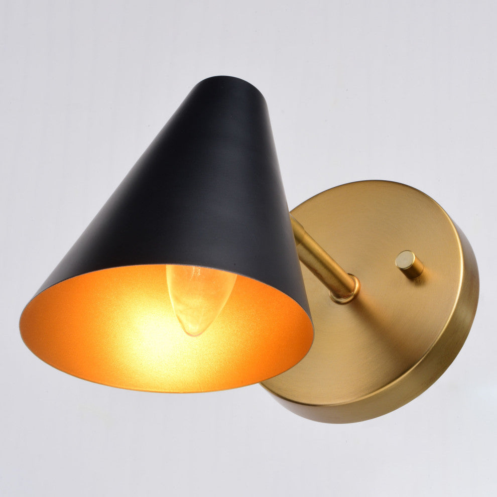 Pryce 4.5-in. Wall Light Matte Black and Satin Brass