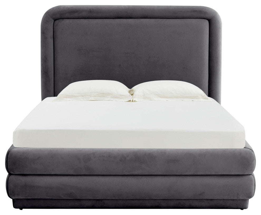 Briella Dark Gray Velvet Bed in Full