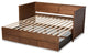 Thomas Classic Walnut Brown Wood Expandable Daybed with Storage Drawers