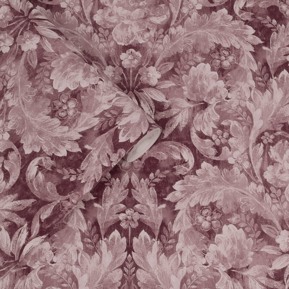 Laura Ashley Apolline Removeable Wallpaper, Pale Blackberry