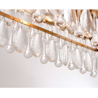 Bonnie Brushed Brass 6-light Crystal Teardrop Rectangle Chandelier