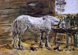 Eugene-Louis Boudin White Horse at the Feeding Trough Gallery Wrapped Canvas