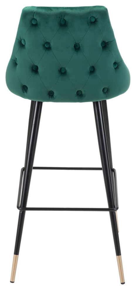 Bar Stool Chair Barstool, Steel Metal, Fabric, Green, Black, Gold, Cafe Bistro