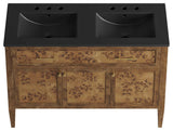 Elysian 48" Wood Double Sink Bathroom Vanity - Black Brown
