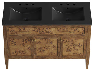 Elysian 48" Wood Double Sink Bathroom Vanity - Black Brown