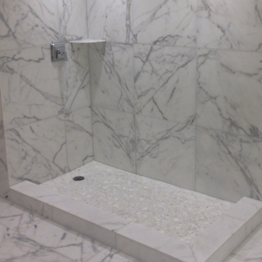 Calacatta Gold Calcutta Marble Bubble Round Paramount Tile Honed, 1 sheet