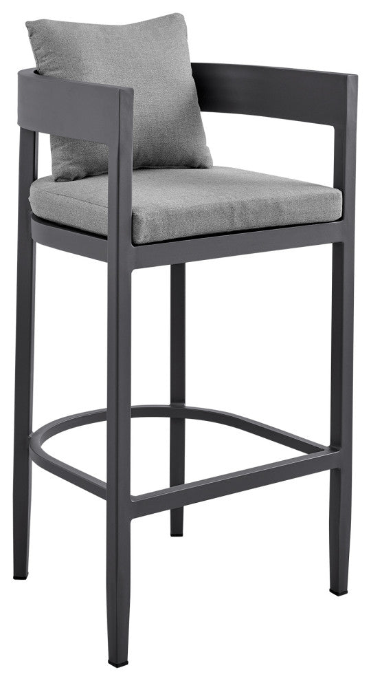 Argiope Outdoor Patio 5-Piece Bar Table Set, Aluminum With Gray Cushions