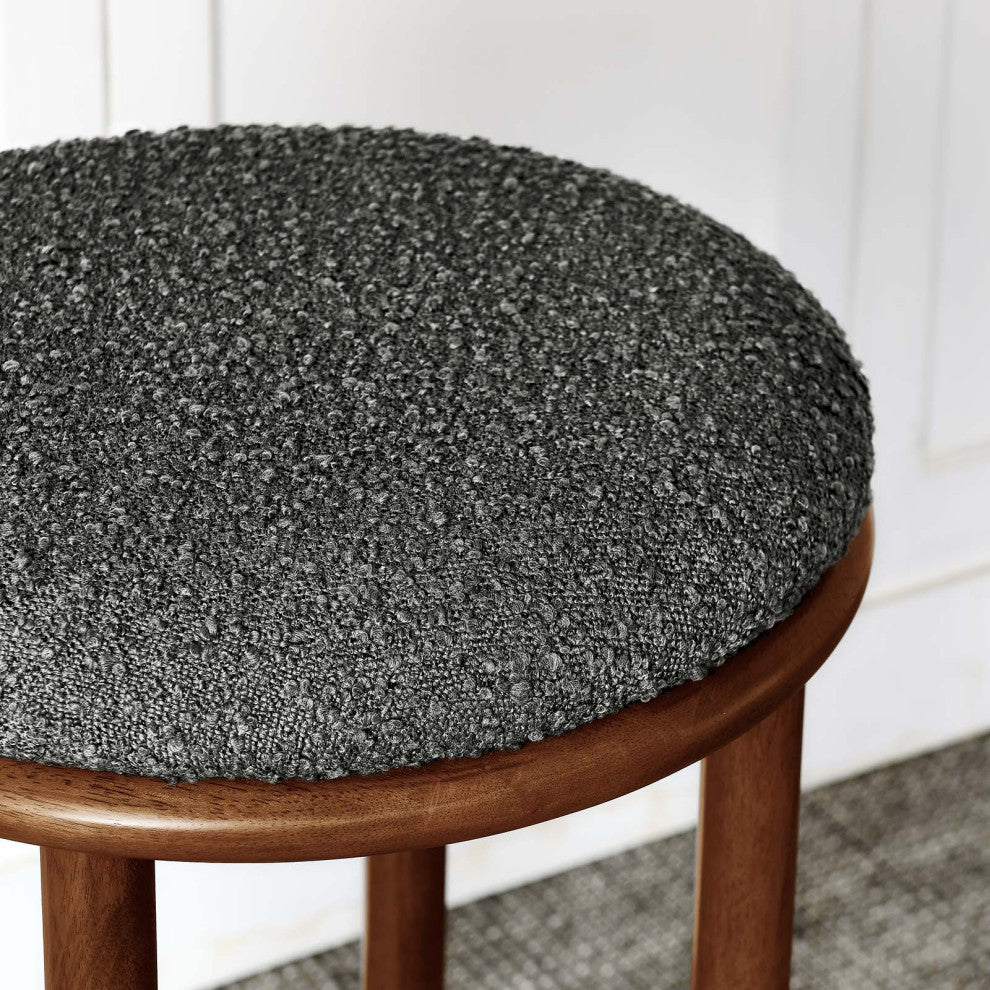 Fable Boucle Fabric Bar Stools - Set of 2 - Walnut Charcoal