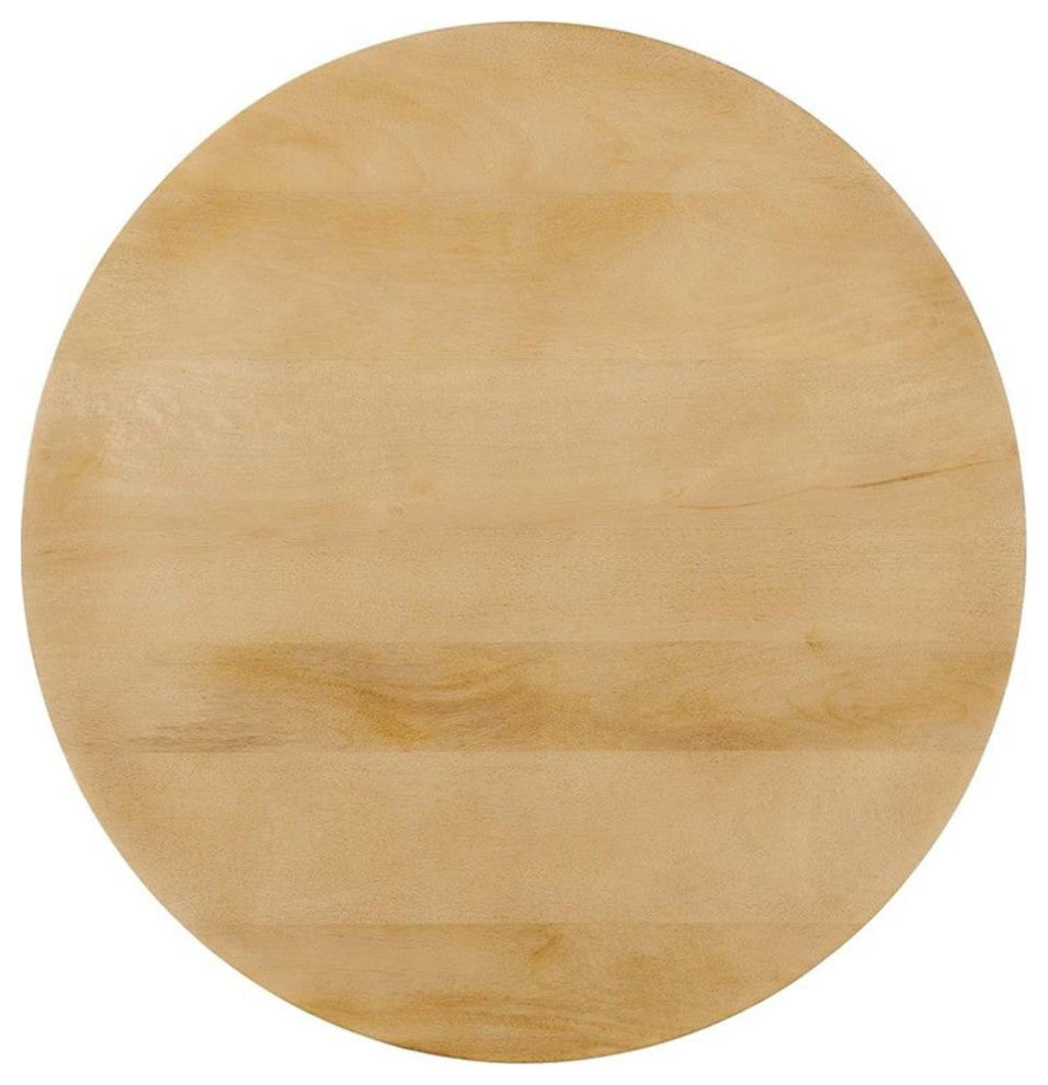 Modway Lina Round Wood Side Table with Tapered Pedestal Base in Oak