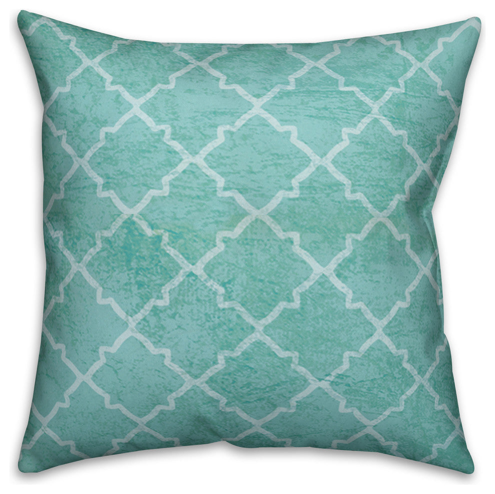 Teal Quatrefoil Spun Poly Pillow, 18x18