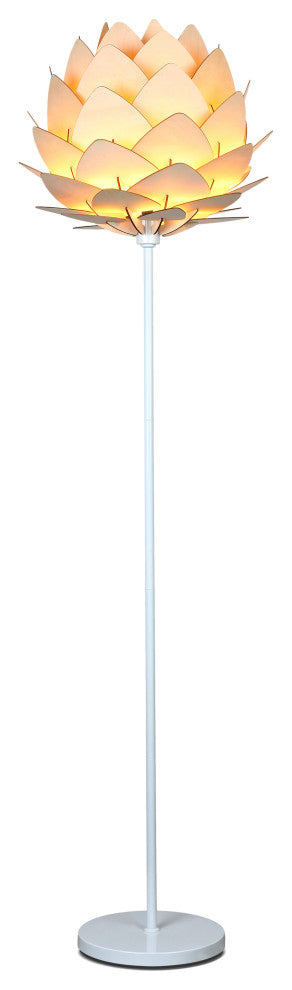 Artichoke Floor Lamp, Unique Modern Bohemian (Boho) Standing Light, Wooden Shade