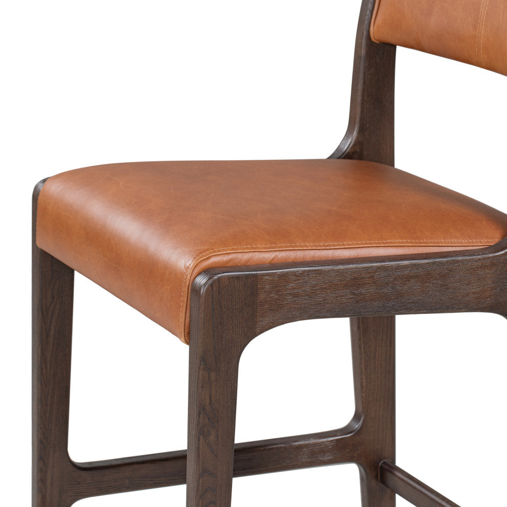 Kosas Home Wayne Top Grain Leather Stool, Bar Stool