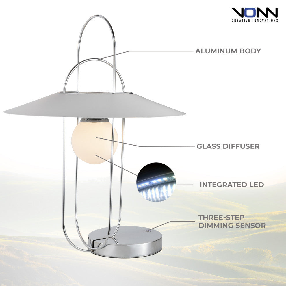 Lyra 24" ETL Certified Integrated LED Table Lamp, Chrome