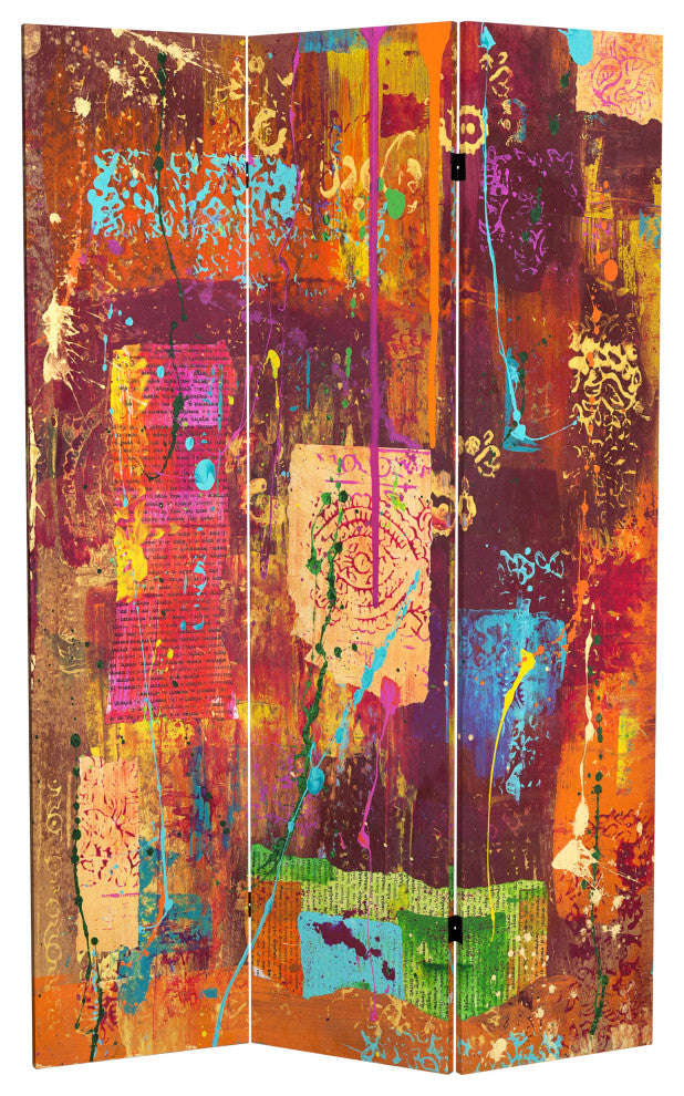6' Tall India Double Sided Canvas Room Divider