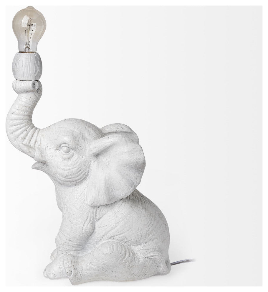 White Happy Baby Elephant Table or Desk Lamp