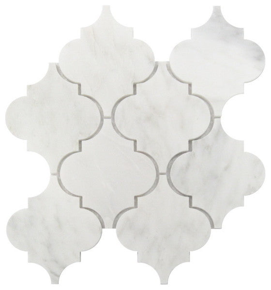 Carrara Arabesque Interlocking Honed Mosaic Tile, Sample